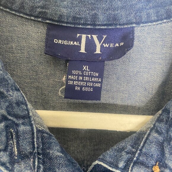 Vintage TY Wear Denim Button-Up Jacket Womens XL Embroidered Aztec Western - Picture 2 of 13